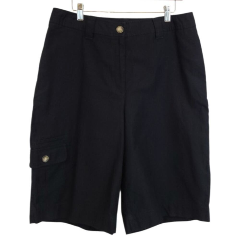 NWT Studio Works Cotton Cargo Hiking Safari Utility Outdoor Shorts Sz 14 Black